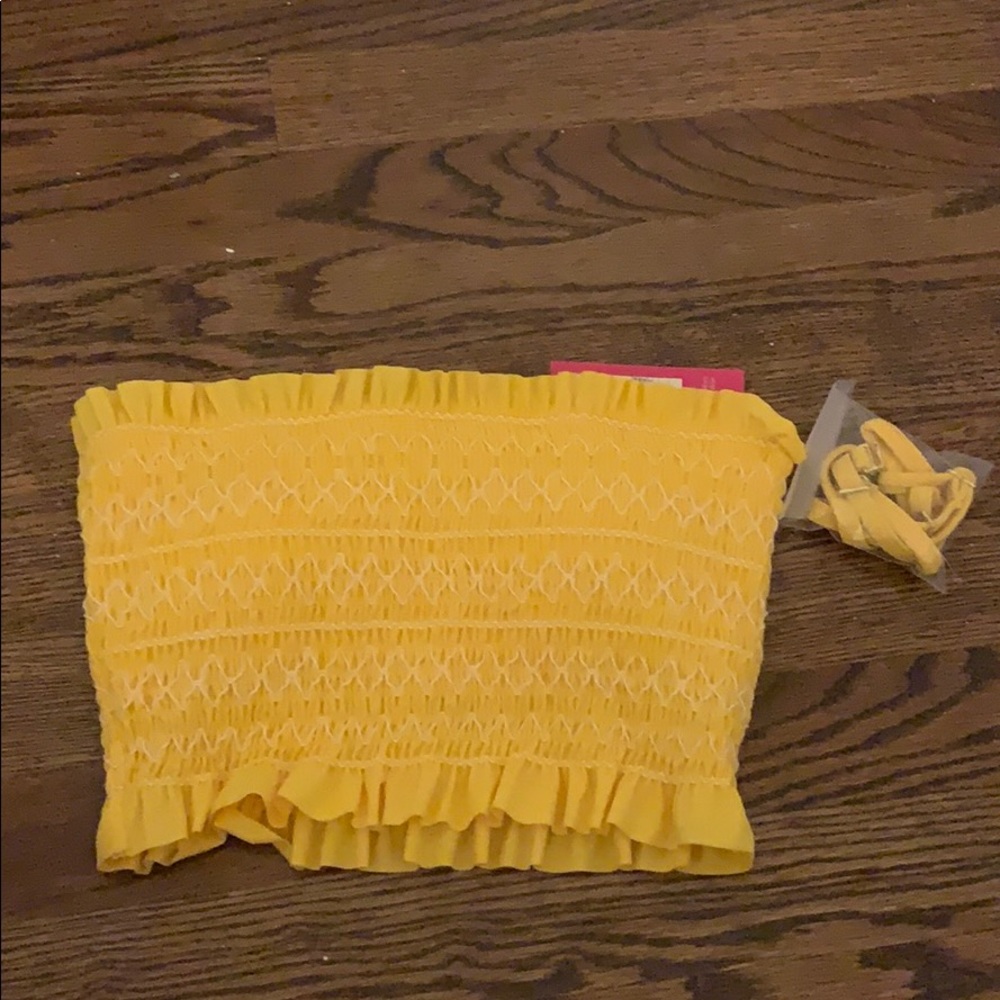 Yellow, bandeau bathing suit